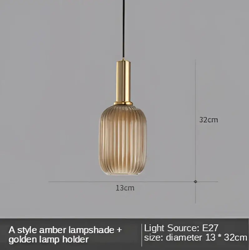 Modern nordic ribbed glass led pendant lights for dining room