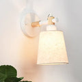 Modern nordic wood wall lamp with horn shade – bedroom sconce