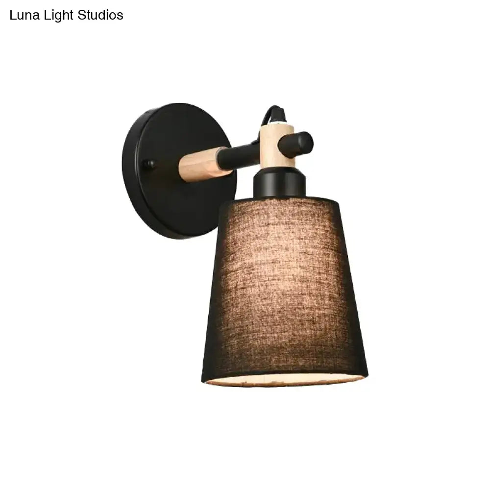 Modern nordic wood wall lamp with horn shade – bedroom sconce