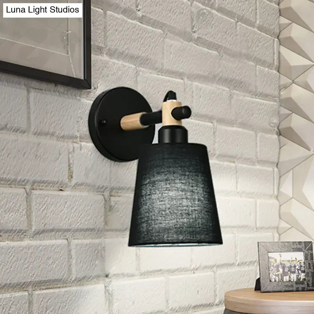 Modern nordic wood wall lamp with horn shade – bedroom sconce