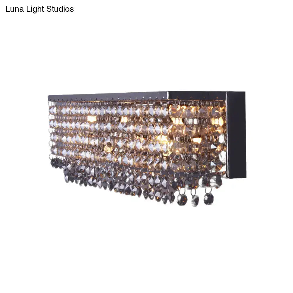 Modern octagon crystal wall light chrome finish bedroom sconce