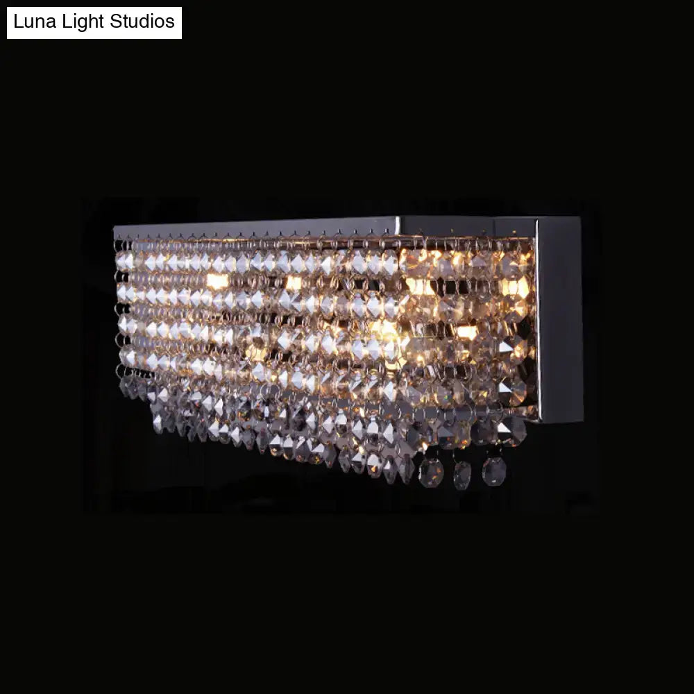 Modern octagon crystal wall light chrome finish bedroom sconce