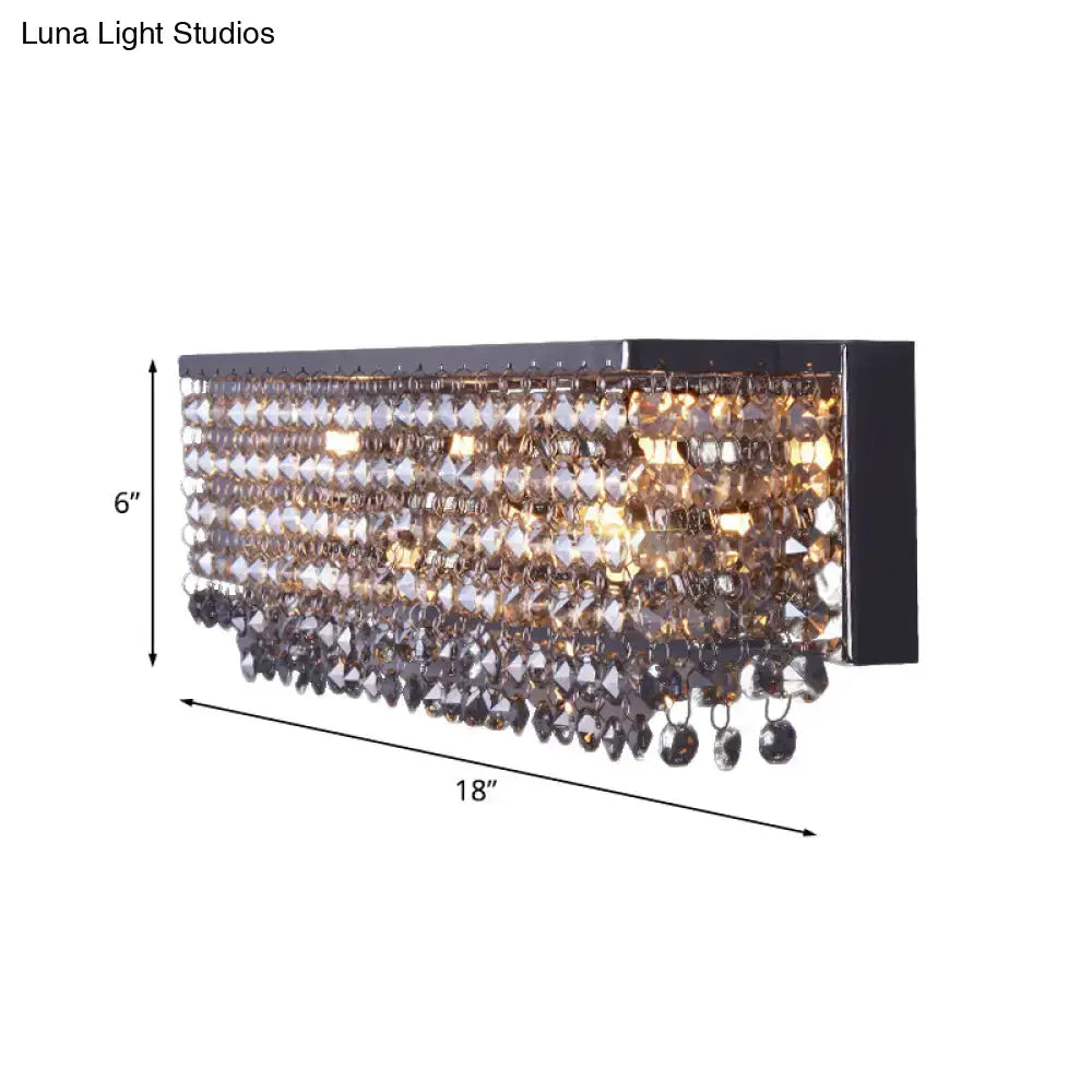 Modern octagon crystal wall light chrome finish bedroom sconce