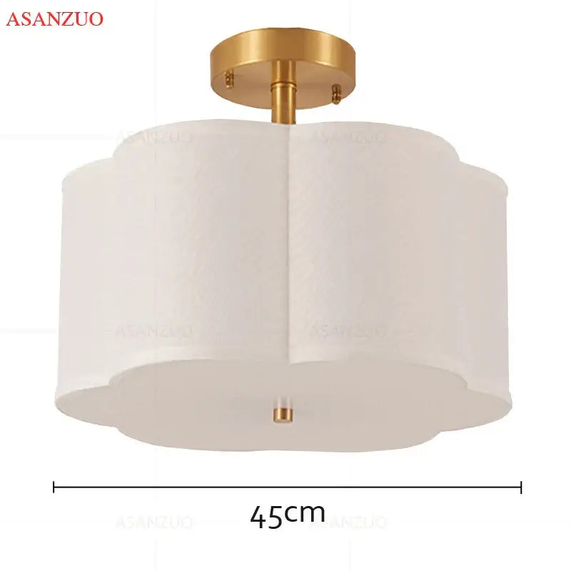 Modern off white textured fabric copper acrylic ceiling light bedroom