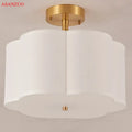 Modern off white textured fabric copper acrylic ceiling light bedroom