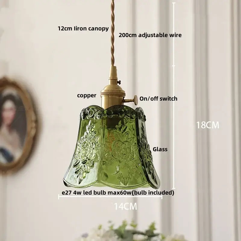 Modern olive green and copper glass led pendant lamp kitchen