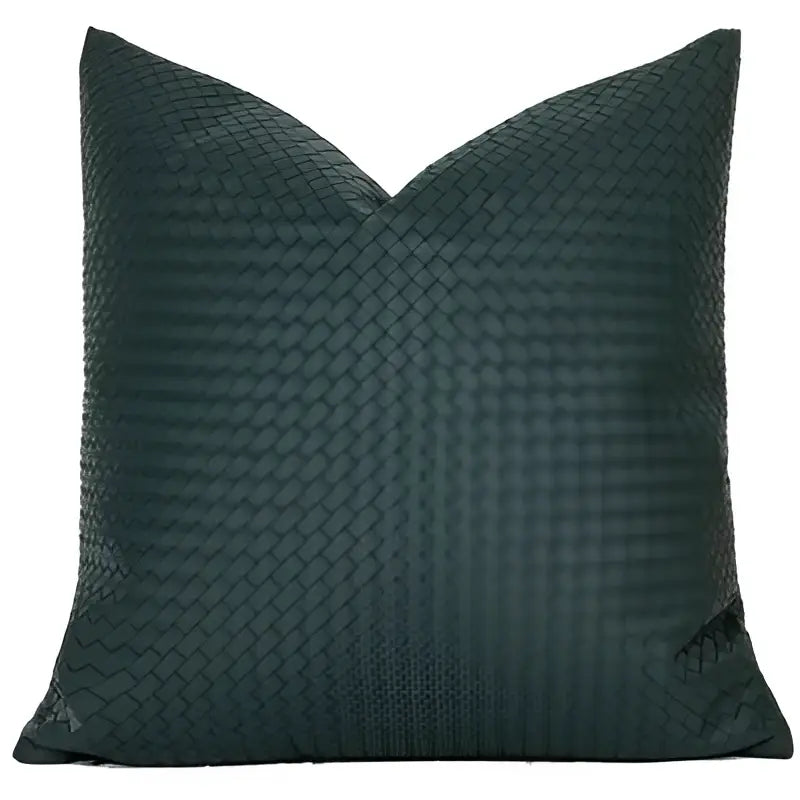 Modern olive green geometric faux leather pillow cover living room