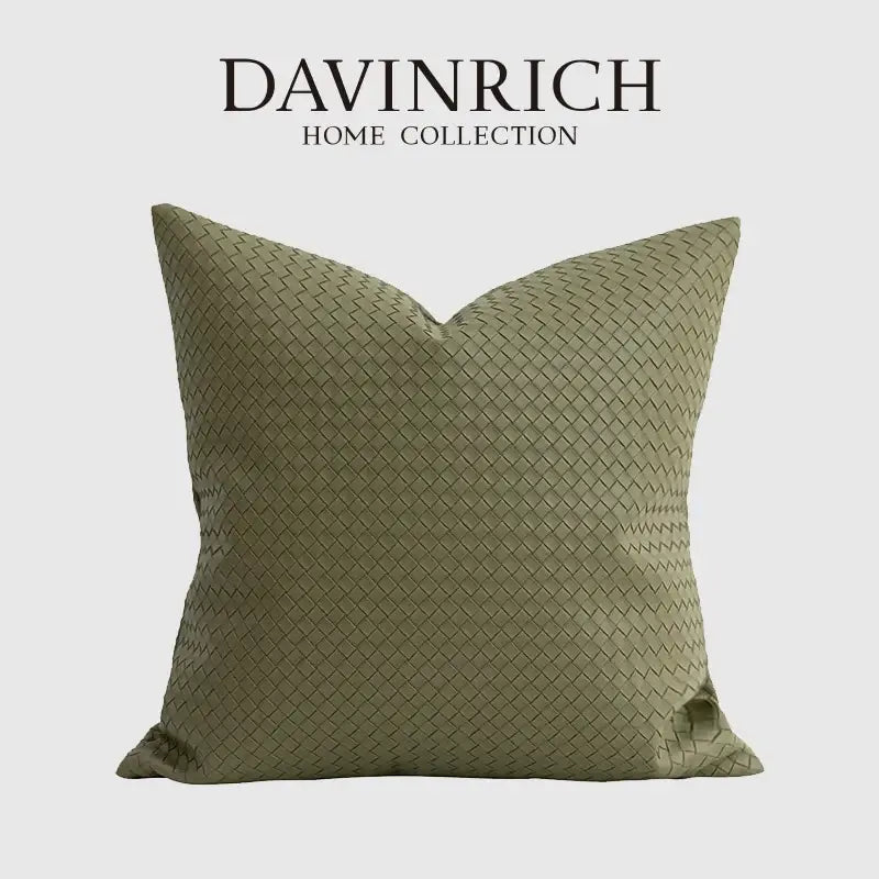 Modern olive green geometric faux leather pillow cover living room