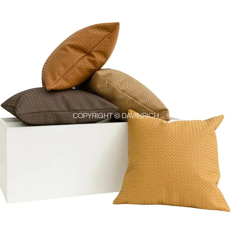 Modern olive green geometric faux leather pillow cover living room