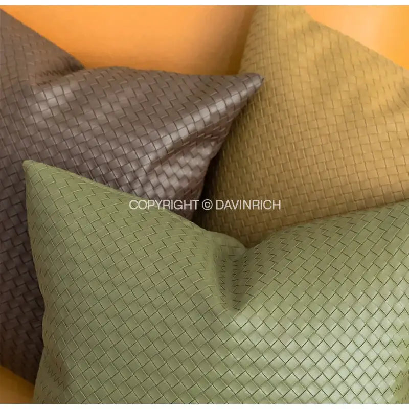 Modern olive green geometric faux leather pillow cover living room