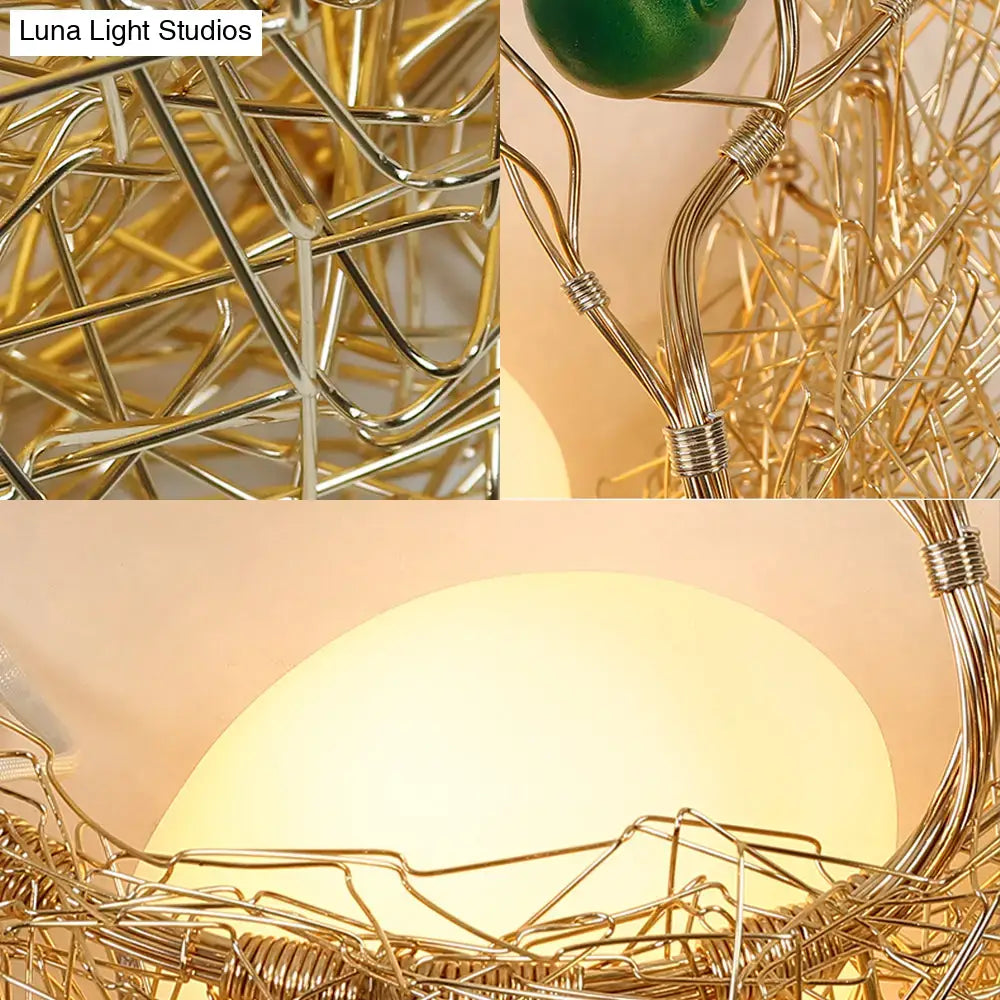 Modern opal glass bird nest sconce light for living room