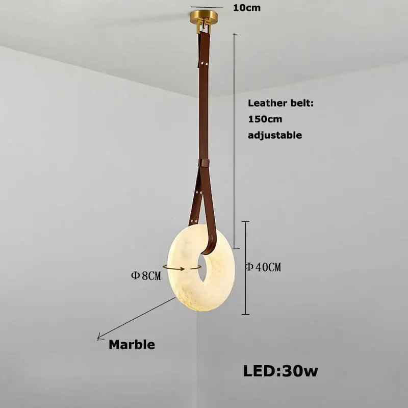 Modern opal glass ring marble chandelier living room pendant light