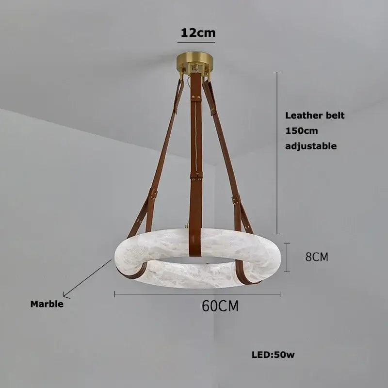 Modern opal glass ring marble chandelier living room pendant light