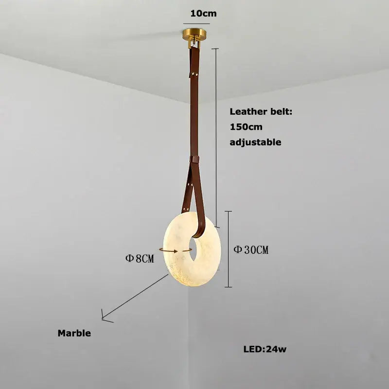 Modern opal glass ring marble chandelier living room pendant light