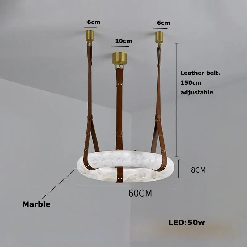 Modern opal glass ring marble chandelier living room pendant light