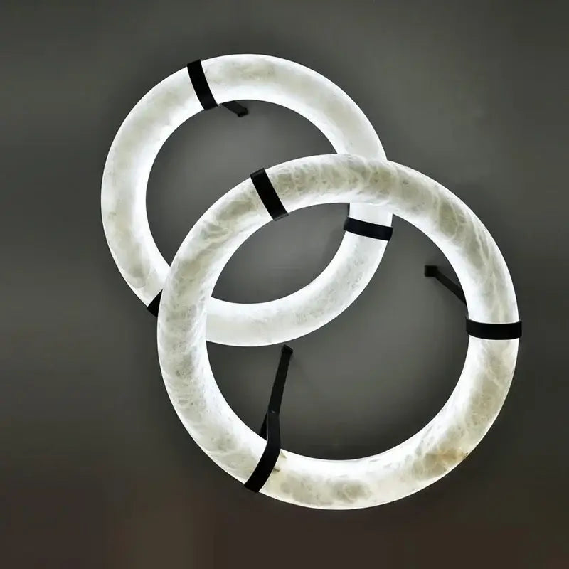 Modern opal glass ring marble chandelier living room pendant light