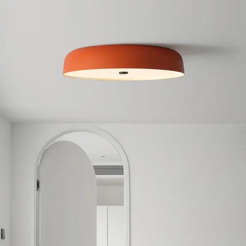 Modern orange and white bowl ceiling lamp for living room