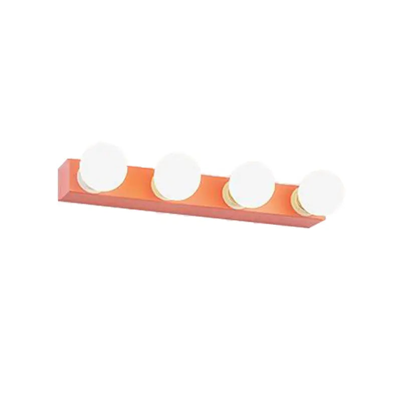 Modern orange & white 3 bulb vanity light fixture for bedroom