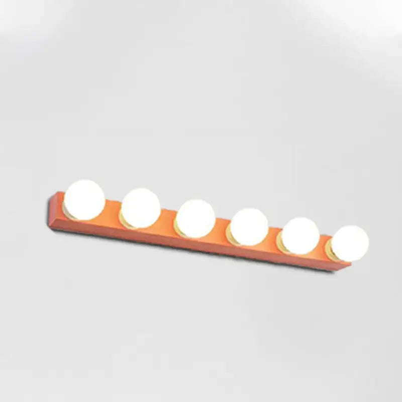 Modern orange & white 3 bulb vanity light fixture for bedroom