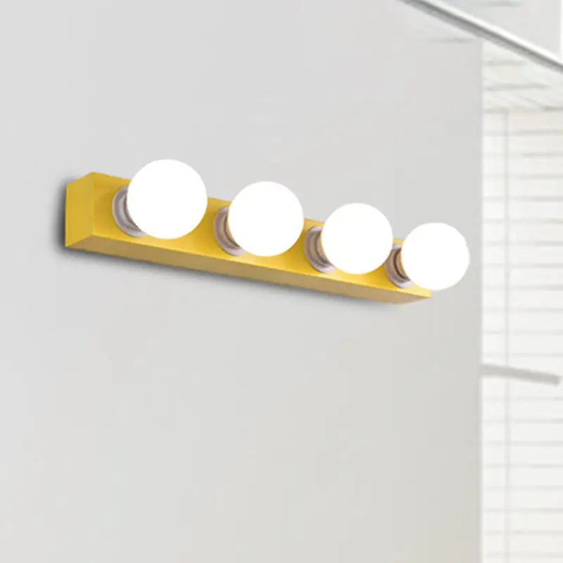 Modern orange & white 3 bulb vanity light fixture for bedroom
