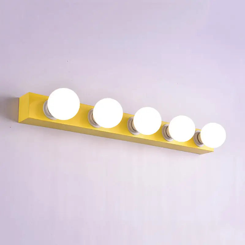 Modern orange & white 3 bulb vanity light fixture for bedroom