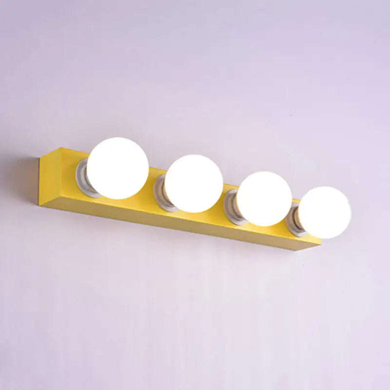 Modern orange & white 3 bulb vanity light fixture for bedroom