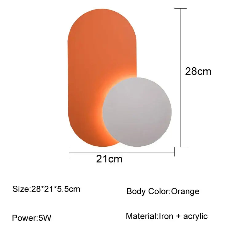 Modern orange & white decorbites led wall lights for living room