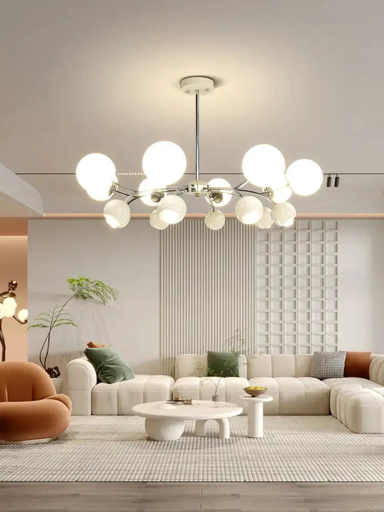 Modern orange & white glass pendant lamp – living room chandelier