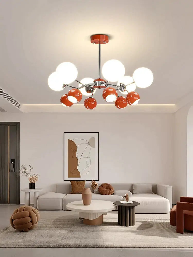 Modern orange & white glass pendant lamp – living room chandelier