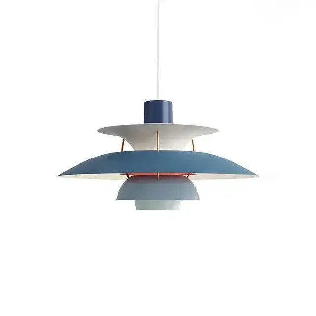 Modern orange & white tiered umbrella pendant light for kitchen