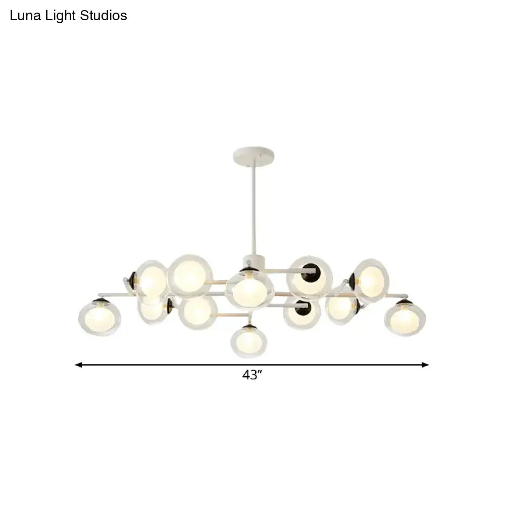 Modern oval black & white glass globe chandelier dining room light