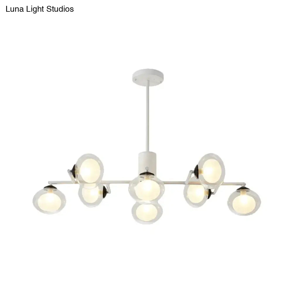 Modern oval black & white glass globe chandelier dining room light