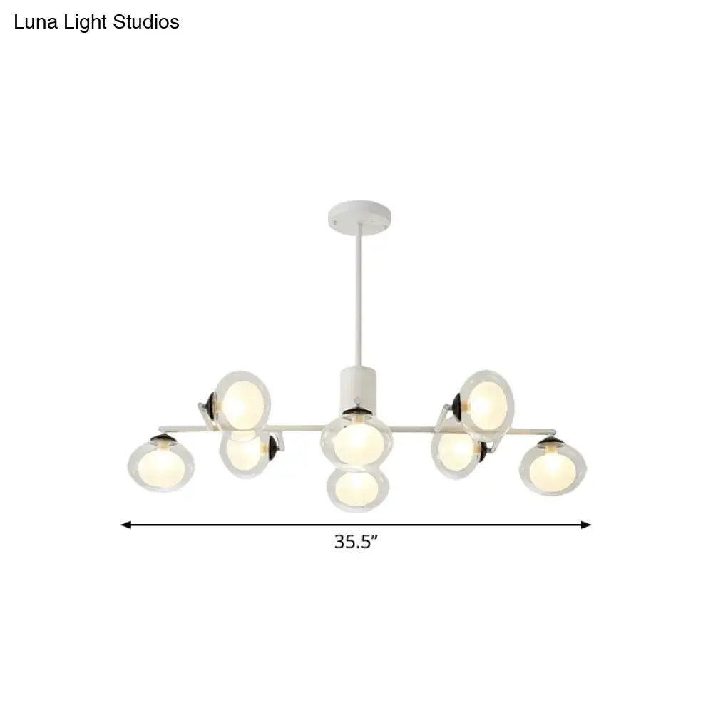 Modern oval black & white glass globe chandelier dining room light