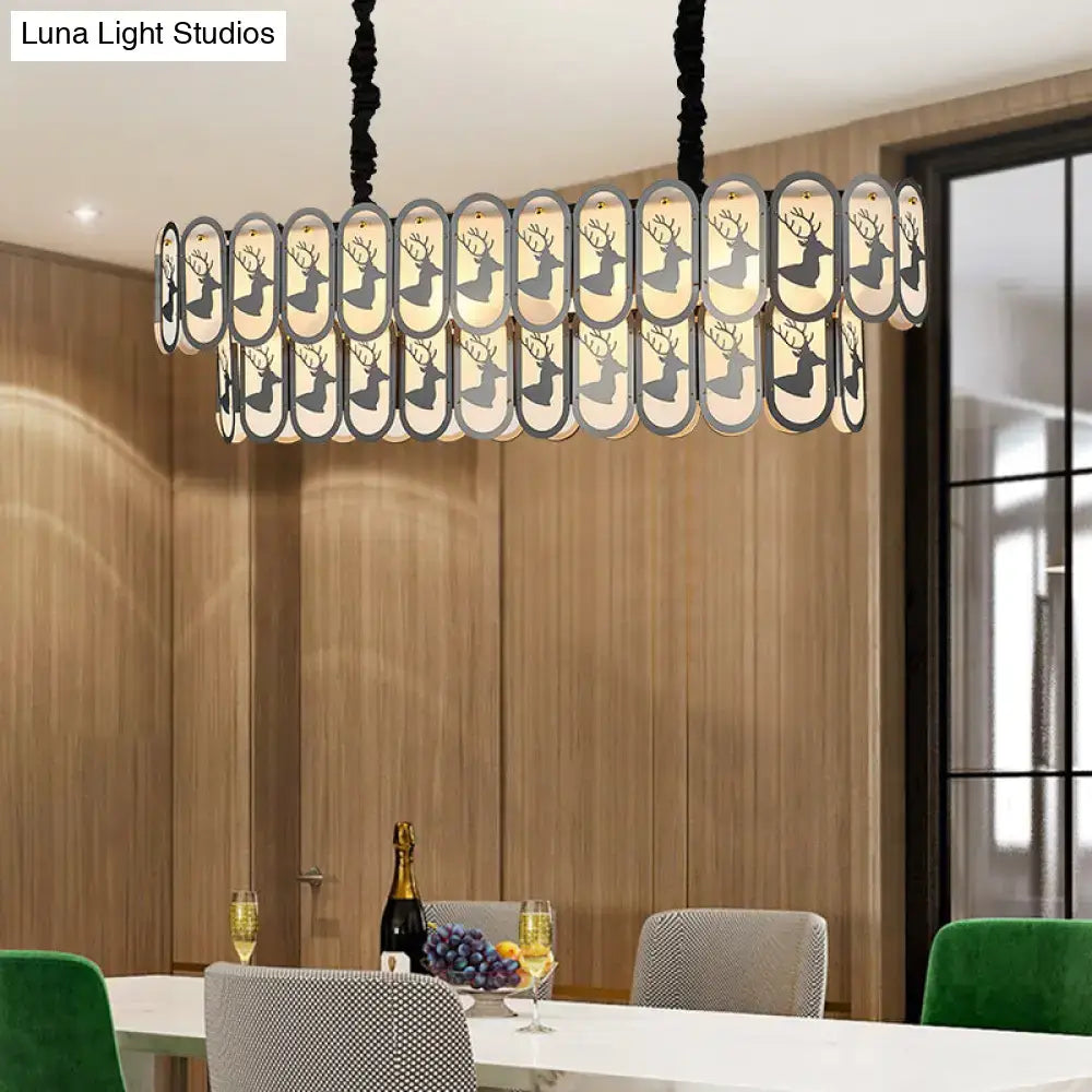 Modern oval glass deer suspension light – dining room 110v-120v