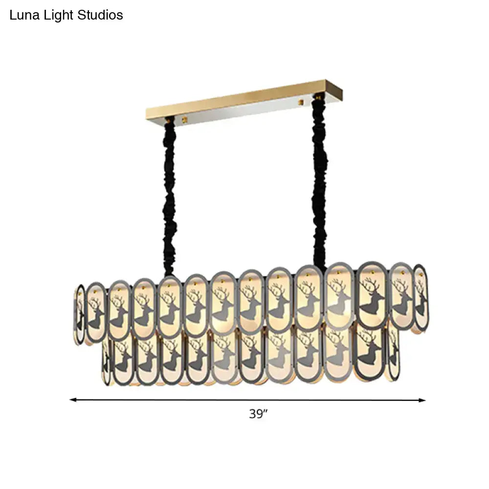 Modern oval glass deer suspension light – dining room 110v-120v