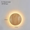 Modern oval led wooden wall lamp bedroom natural grain light