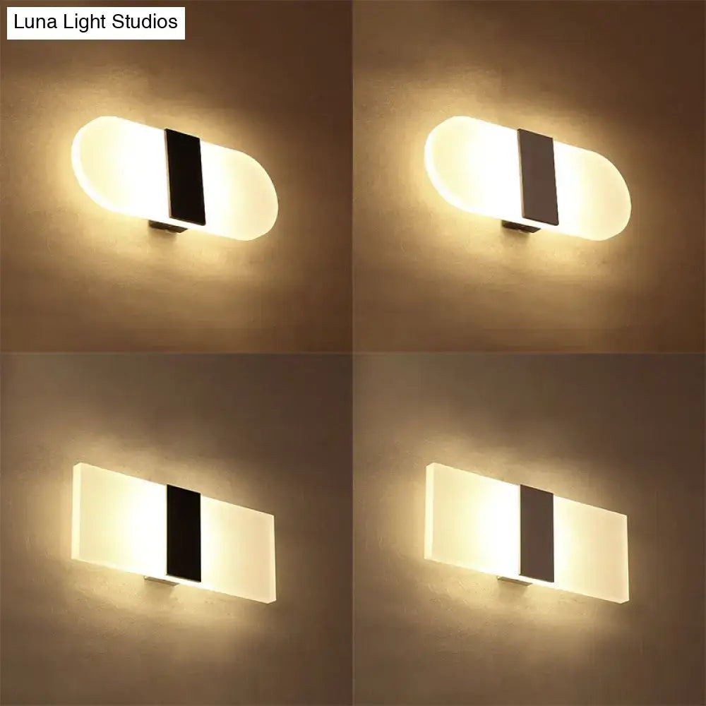 Modern oval rectangular convex led wall sconce bedroom light