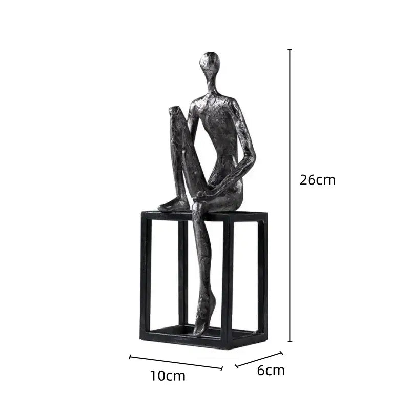 Modern oxidized silver abstract thinkers sculpture living room decor