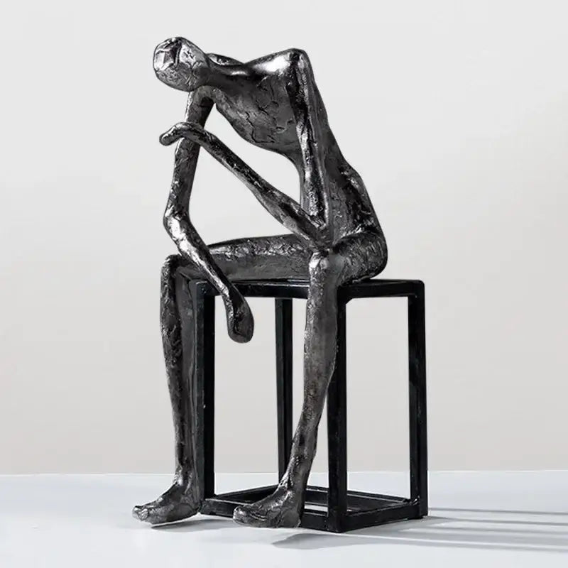 Modern oxidized silver abstract thinkers sculpture living room decor