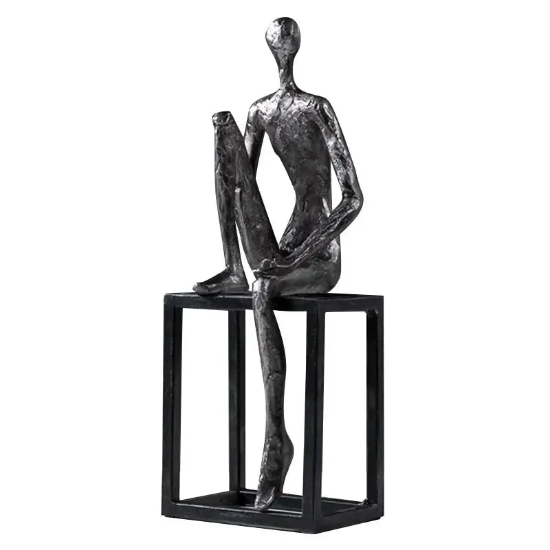 Modern oxidized silver abstract thinkers sculpture living room decor