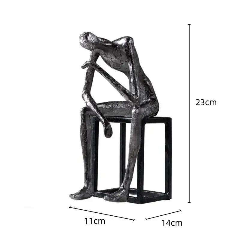 Modern oxidized silver abstract thinkers sculpture living room decor