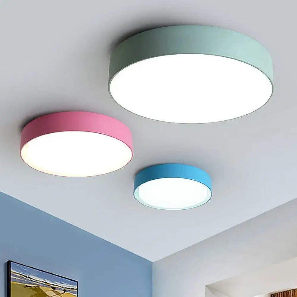 Modern pastel acrylic round led flushmount ceiling light for bedroom