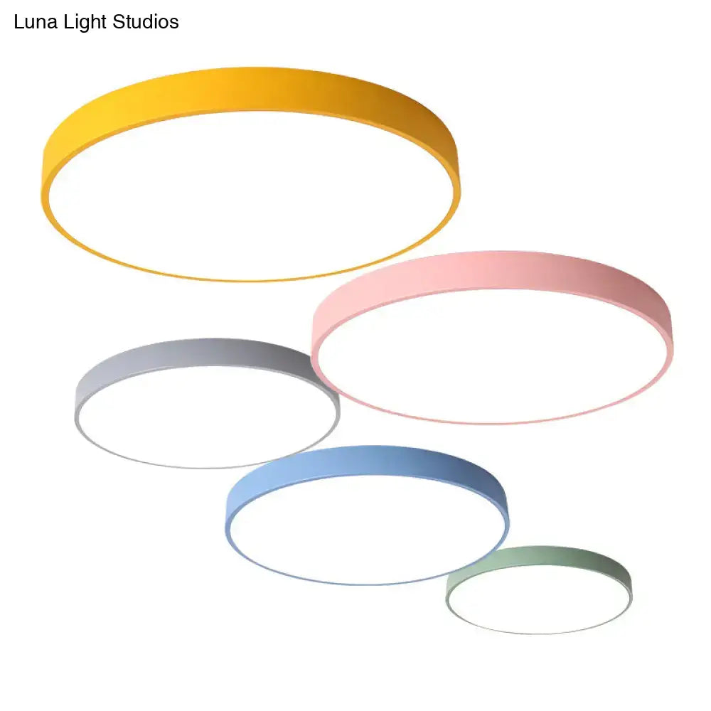 Modern pastel acrylic round led flushmount ceiling light for bedroom