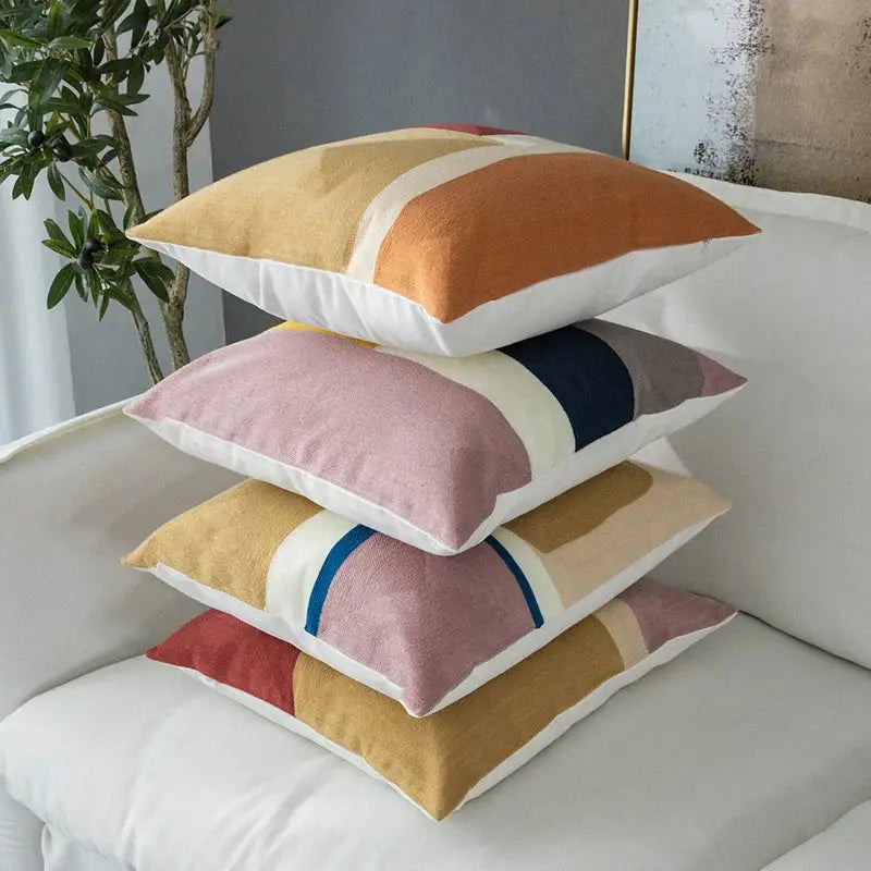 Modern pastel geometric cushion cover living room embroidered pillow case