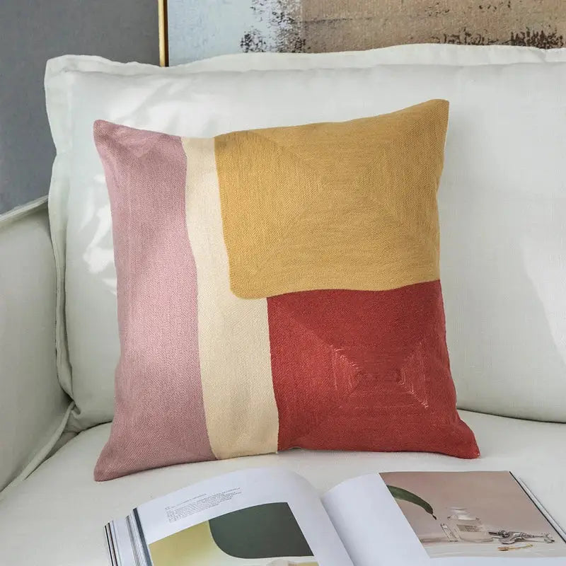 Modern pastel geometric cushion cover living room embroidered pillow case