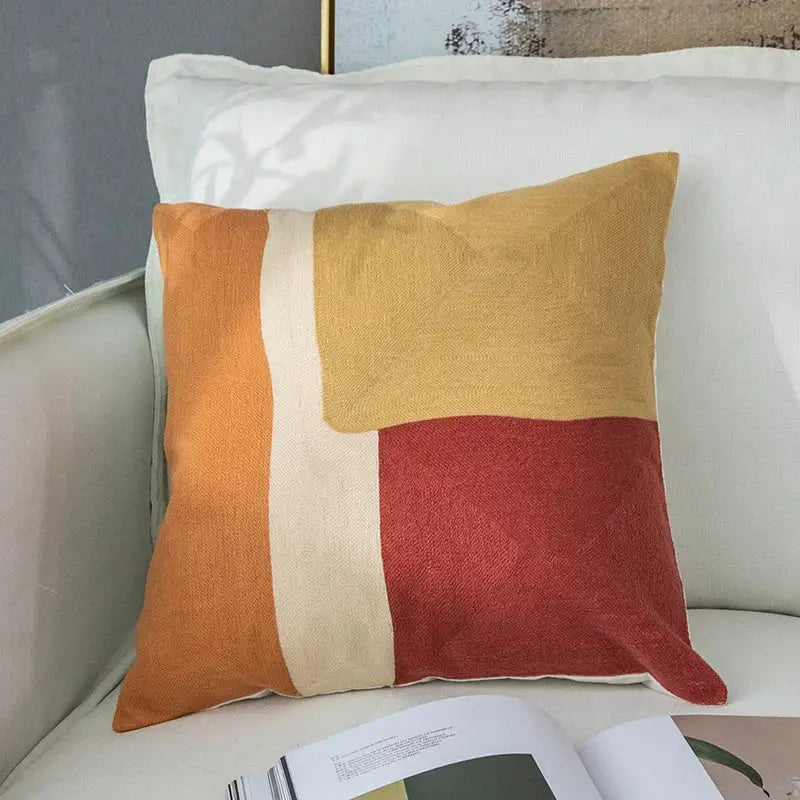 Modern pastel geometric cushion cover living room embroidered pillow case