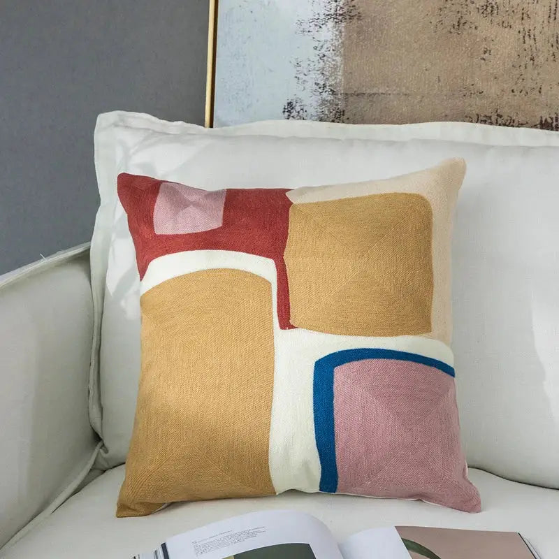 Modern pastel geometric cushion cover living room embroidered pillow case