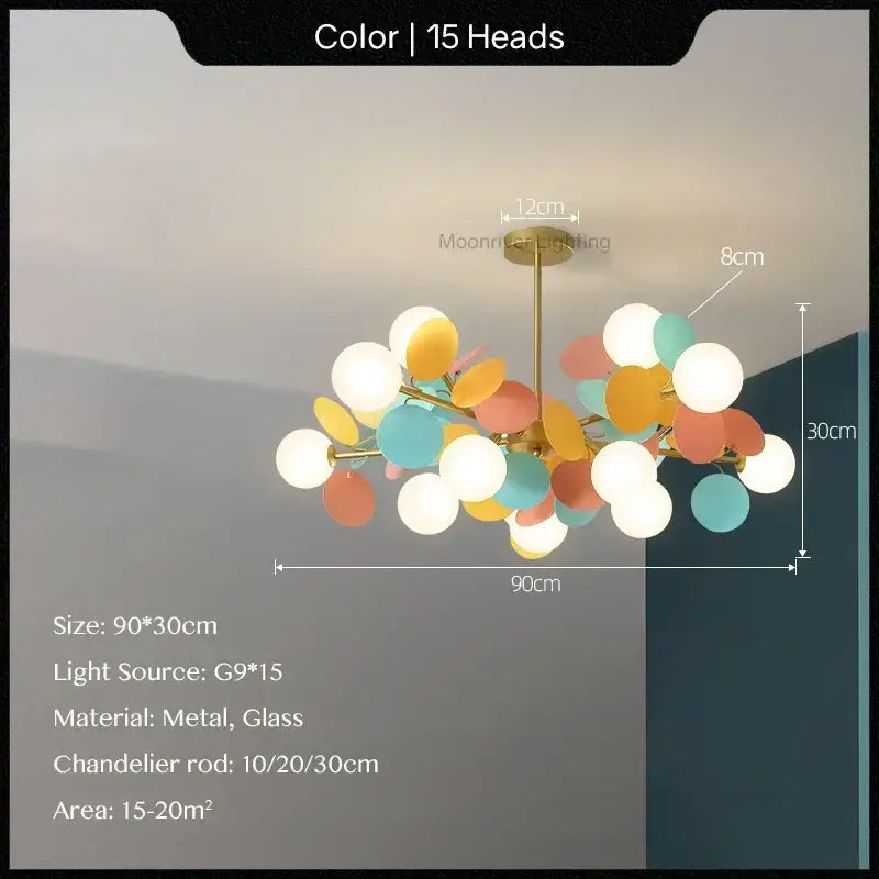 Modern pastel glass hanging ceiling lamp for kids room