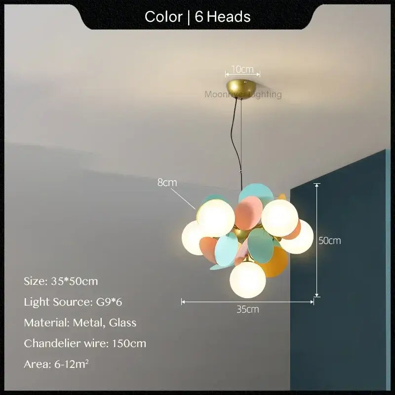 Modern pastel glass hanging ceiling lamp for kids room