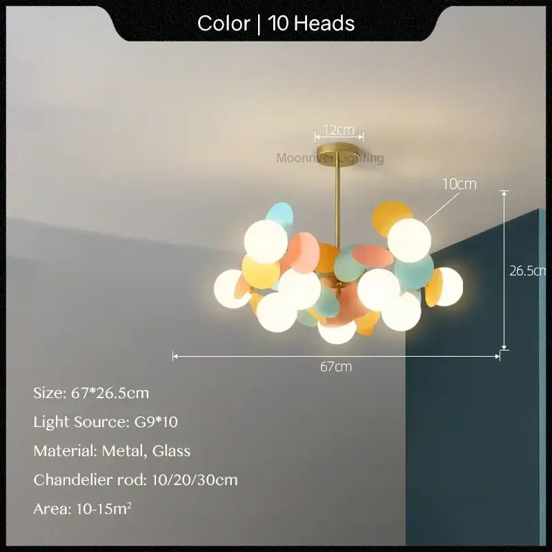Modern pastel glass hanging ceiling lamp for kids room
